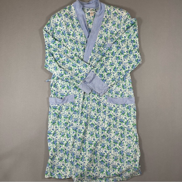 🪻90s Victoria’s Secret Gold Label Floral Cotton Robe M/L Cottagecore Tradwife - Picture 3 of 12